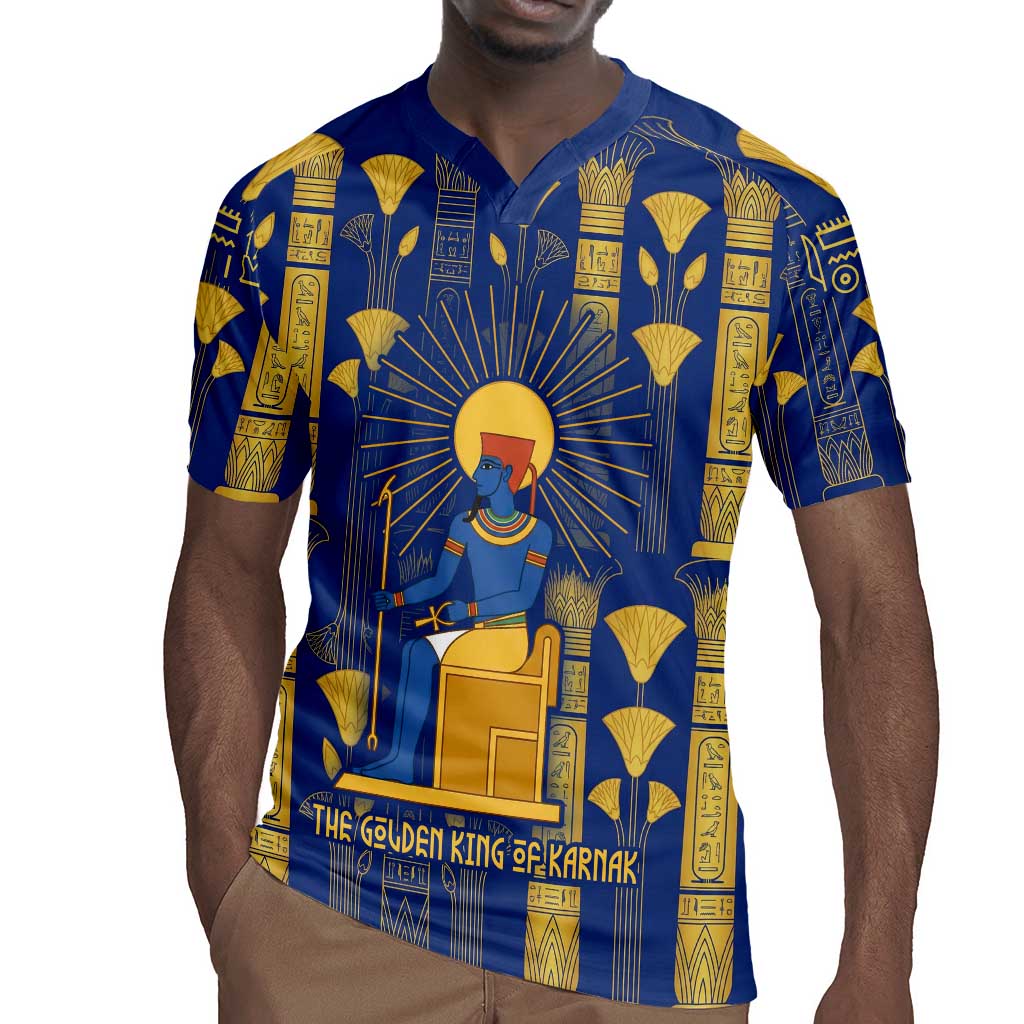 Amun Rugby Jersey Ancient Egyptian Hieroglyphic, Pharaoh and Scarab - Wonder Print Shop