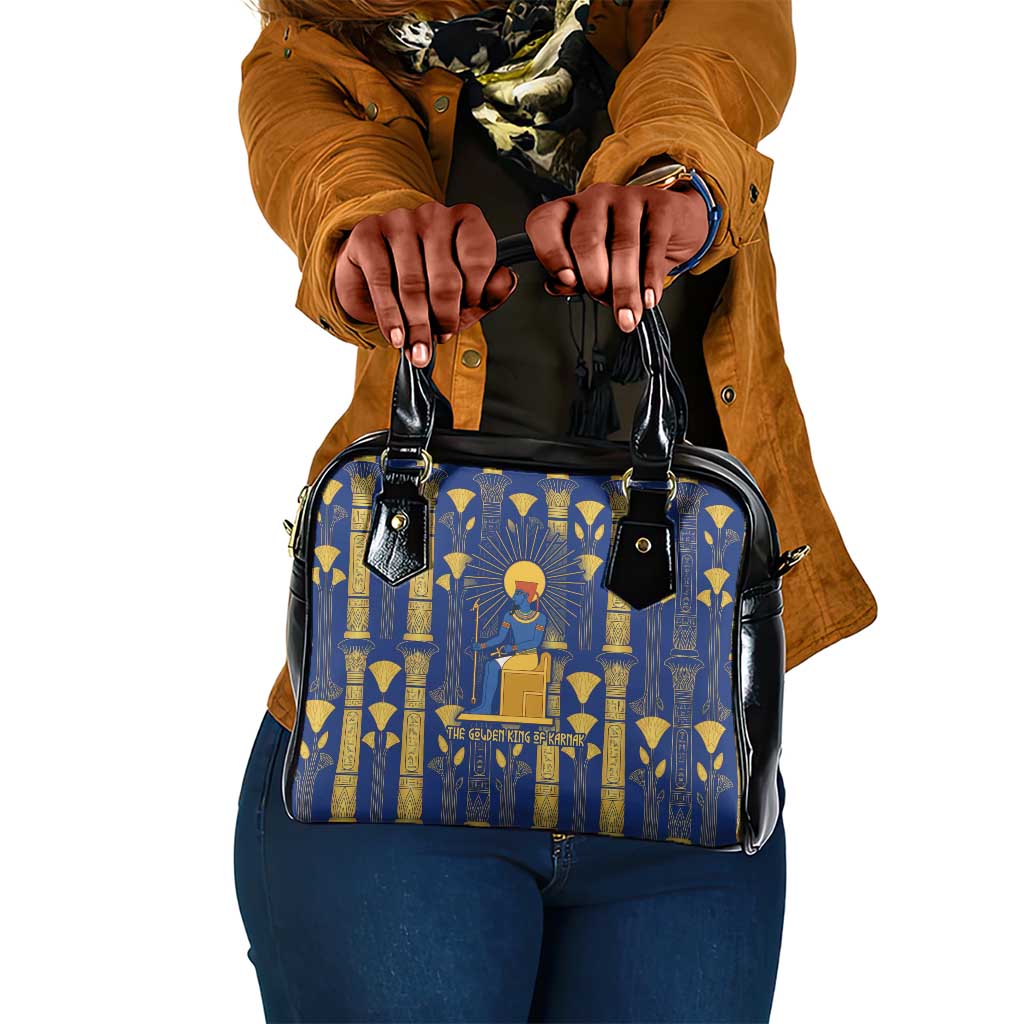 Amun Shoulder Handbag Ancient Egyptian Hieroglyphic, Pharaoh and Scarab - Wonder Print Shop