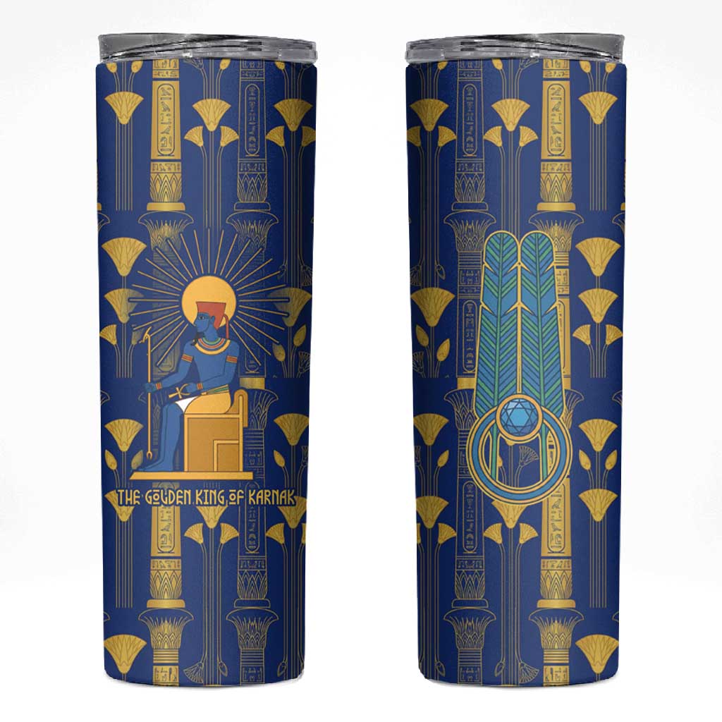Amun Skinny Tumbler Ancient Egyptian Hieroglyphic, Pharaoh and Scarab - Wonder Print Shop