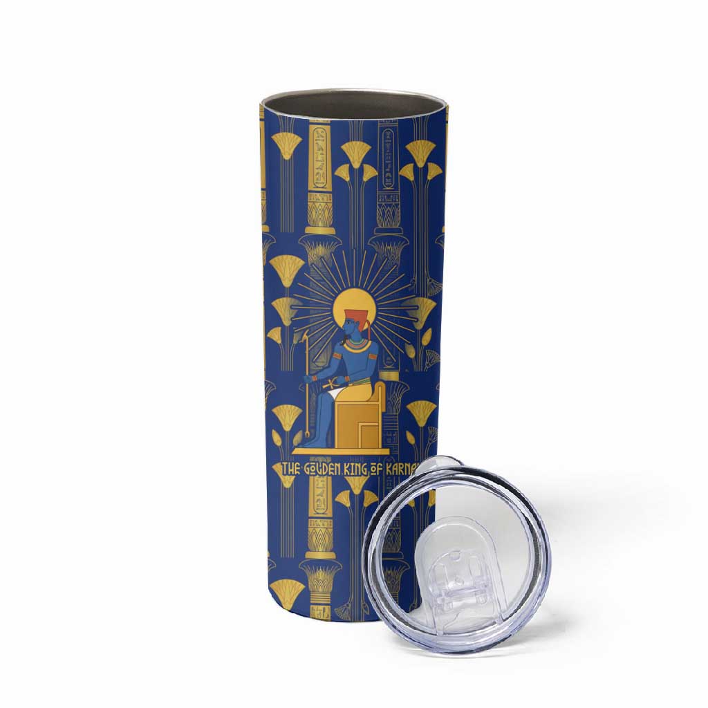 Amun Skinny Tumbler Ancient Egyptian Hieroglyphic, Pharaoh and Scarab - Wonder Print Shop