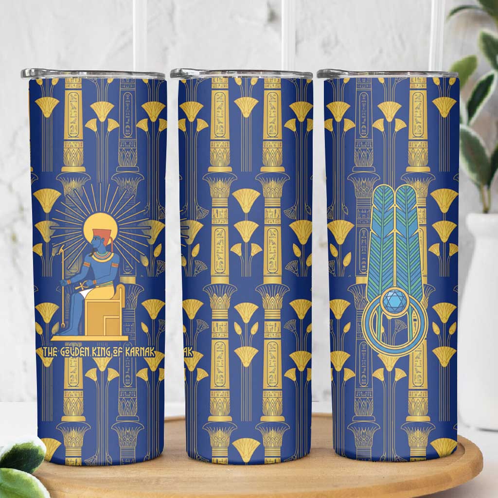 Amun Skinny Tumbler Ancient Egyptian Hieroglyphic, Pharaoh and Scarab - Wonder Print Shop