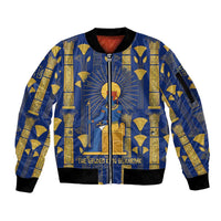 Amun Sleeve Zip Bomber Jacket Ancient Egyptian Hieroglyphic, Pharaoh and Scarab - Wonder Print Shop