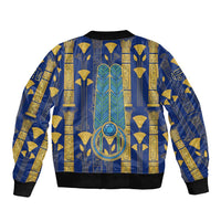 Amun Sleeve Zip Bomber Jacket Ancient Egyptian Hieroglyphic, Pharaoh and Scarab - Wonder Print Shop