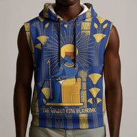 Amun Sleeveless Hoodie Ancient Egyptian Hieroglyphic, Pharaoh and Scarab - Wonder Print Shop
