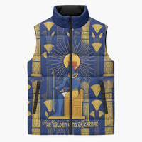 Amun Sleeveless Puffer Jacket Ancient Egyptian Hieroglyphic, Pharaoh and Scarab - Wonder Print Shop