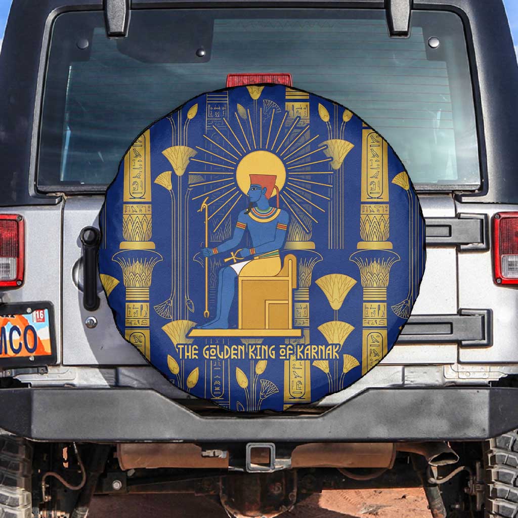 Amun Spare Tire Cover Ancient Egyptian Hieroglyphic, Pharaoh and Scarab - Wonder Print Shop