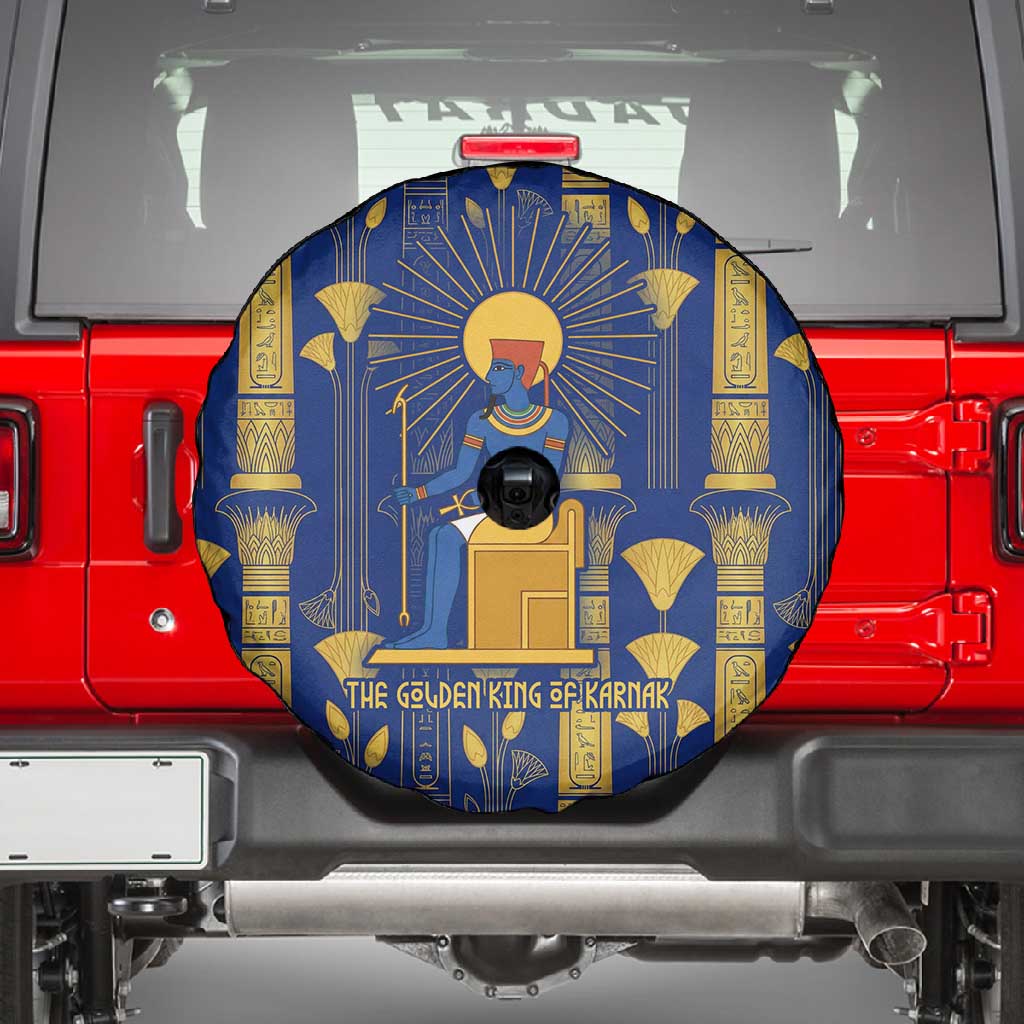 Amun Spare Tire Cover Ancient Egyptian Hieroglyphic, Pharaoh and Scarab - Wonder Print Shop