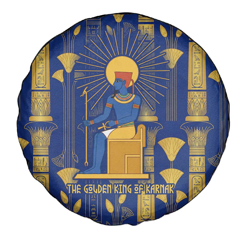 Amun Spare Tire Cover Ancient Egyptian Hieroglyphic, Pharaoh and Scarab - Wonder Print Shop