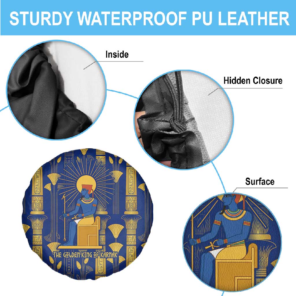 Amun Spare Tire Cover Ancient Egyptian Hieroglyphic, Pharaoh and Scarab - Wonder Print Shop