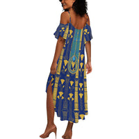 Amun Summer Maxi Dress Ancient Egyptian Hieroglyphic, Pharaoh and Scarab - Wonder Print Shop