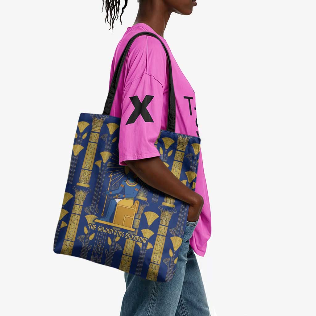 Amun Tote Bag Ancient Egyptian Hieroglyphic, Pharaoh and Scarab - Wonder Print Shop