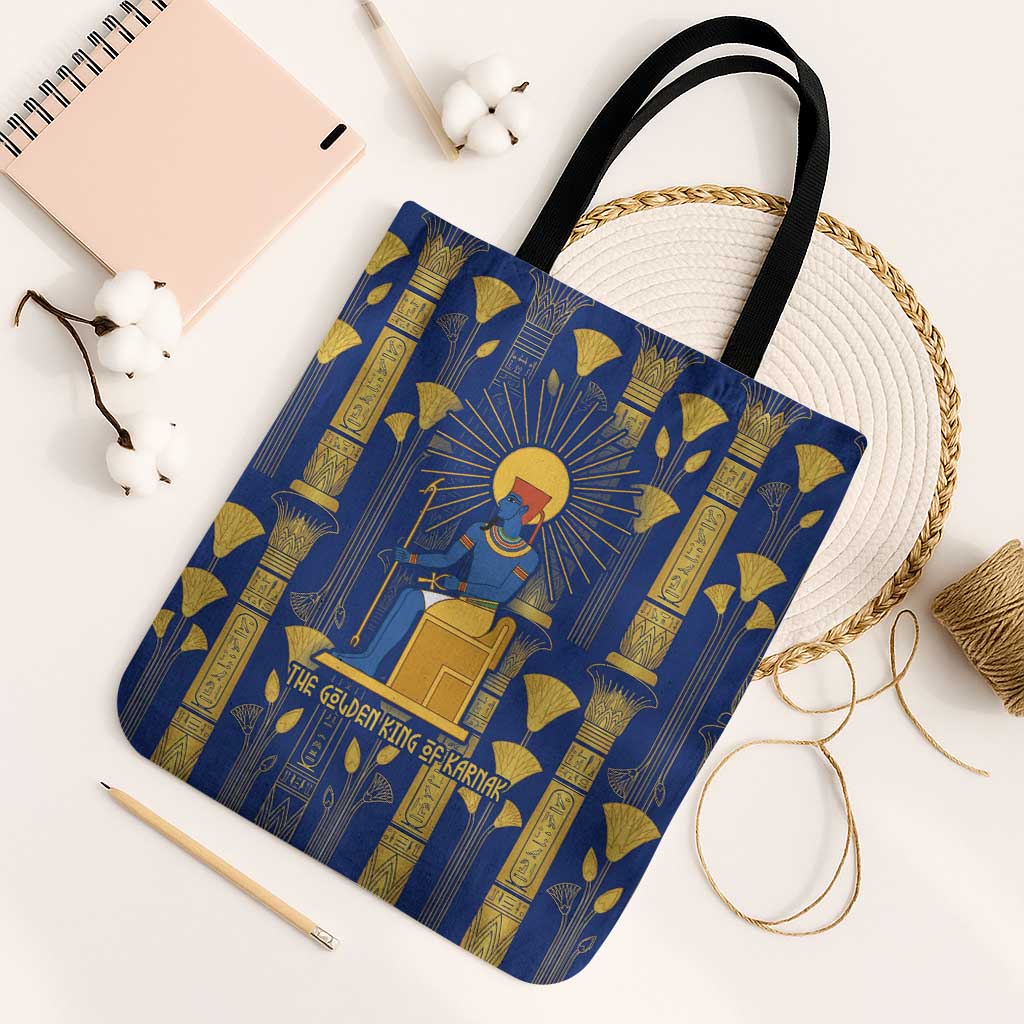 Amun Tote Bag Ancient Egyptian Hieroglyphic, Pharaoh and Scarab - Wonder Print Shop