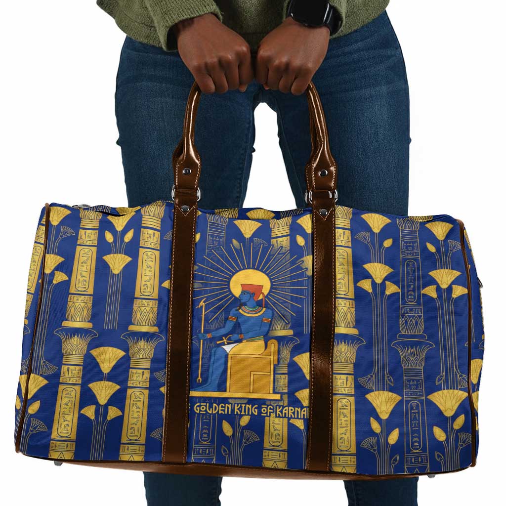 Amun Travel Bag Ancient Egyptian Hieroglyphic, Pharaoh and Scarab - Wonder Print Shop