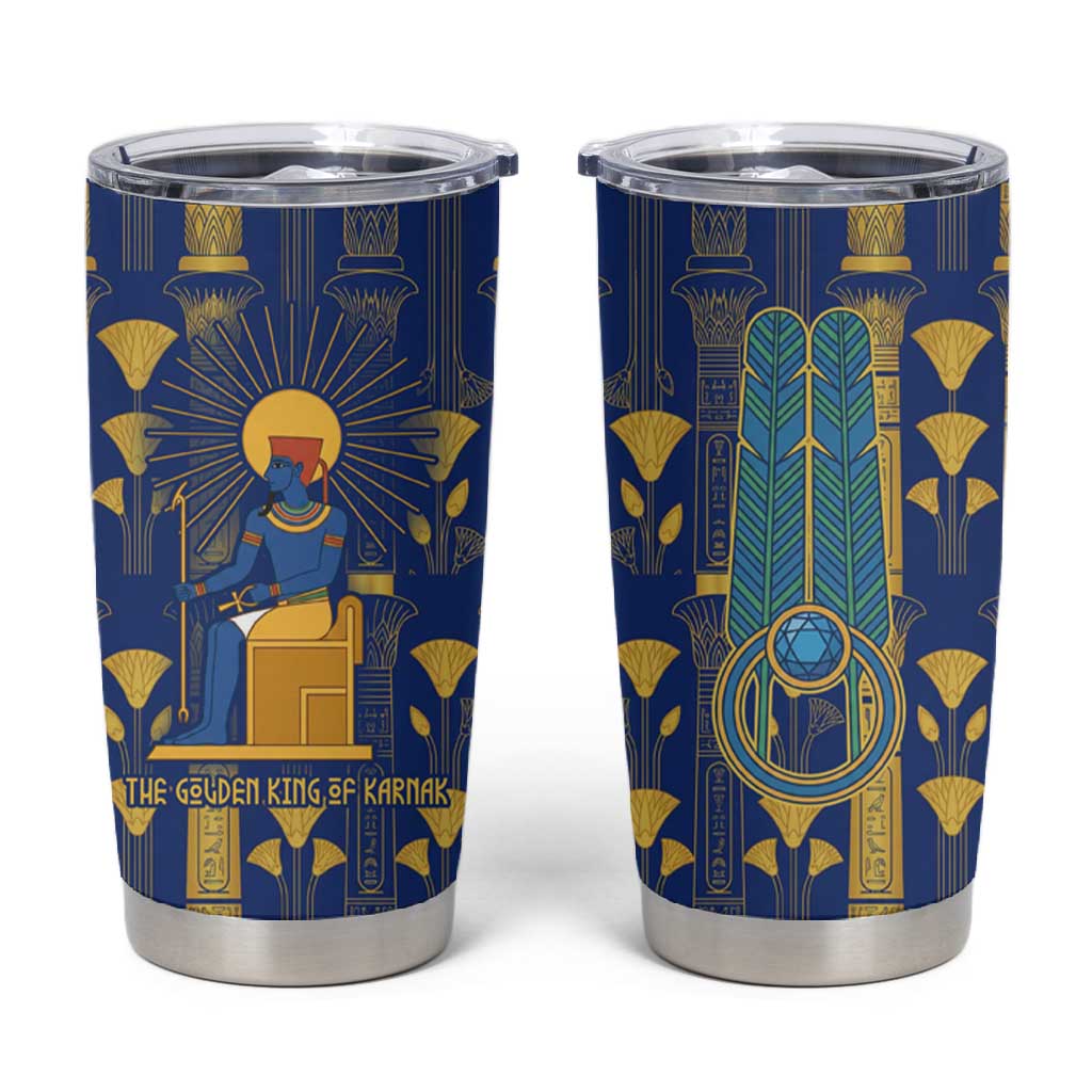 Amun Tumbler Cup Ancient Egyptian Hieroglyphic, Pharaoh and Scarab - Wonder Print Shop