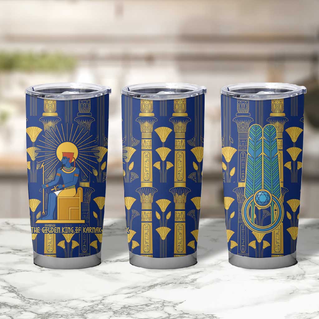 Amun Tumbler Cup Ancient Egyptian Hieroglyphic, Pharaoh and Scarab - Wonder Print Shop