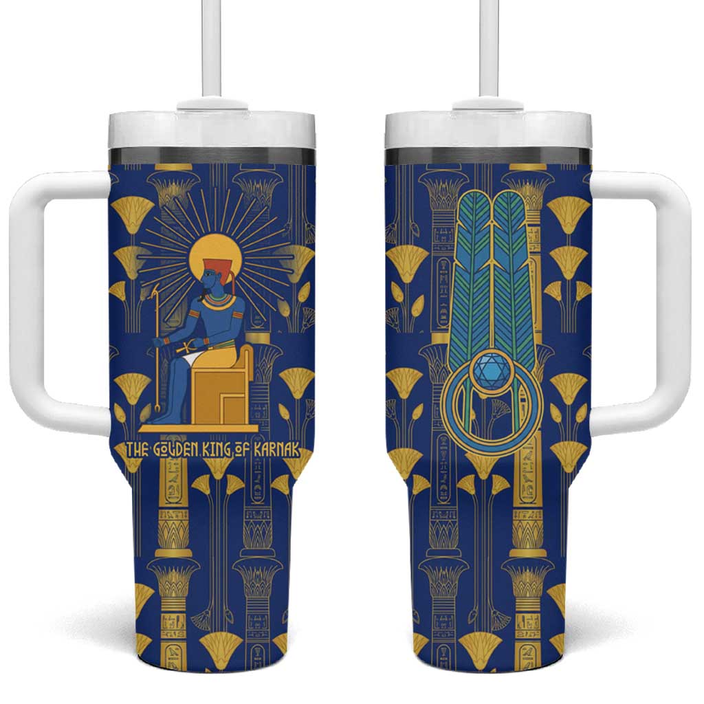 Amun Tumbler With Handle Ancient Egyptian Hieroglyphic, Pharaoh and Scarab - Wonder Print Shop