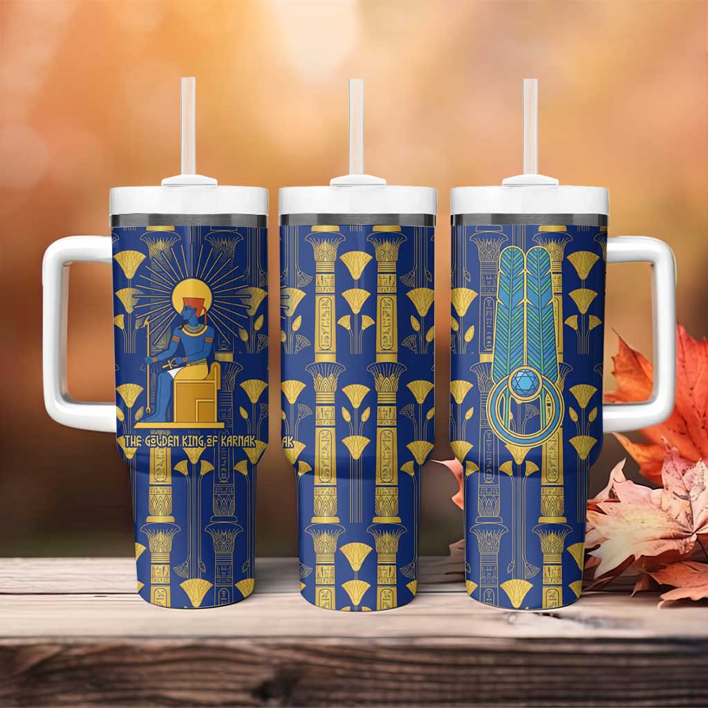 Amun Tumbler With Handle Ancient Egyptian Hieroglyphic, Pharaoh and Scarab - Wonder Print Shop