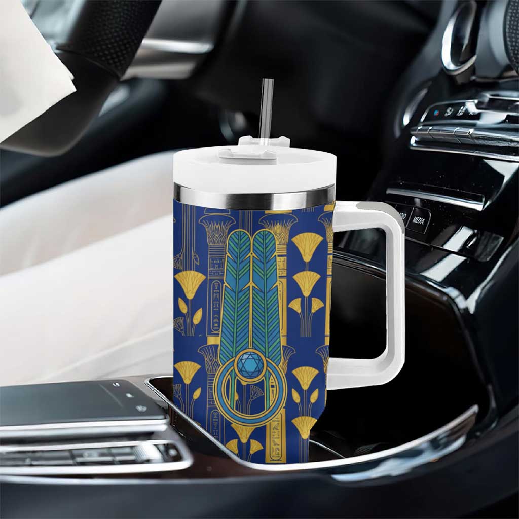 Amun Tumbler With Handle Ancient Egyptian Hieroglyphic, Pharaoh and Scarab - Wonder Print Shop