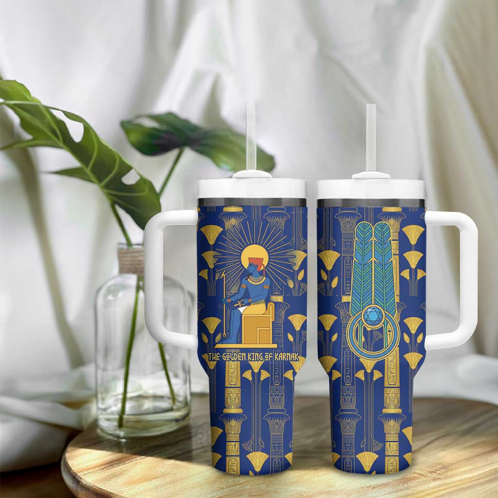 Amun Tumbler With Handle Ancient Egyptian Hieroglyphic, Pharaoh and Scarab - Wonder Print Shop