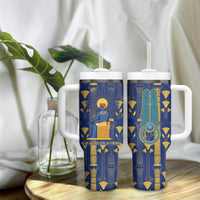 Amun Tumbler With Handle Ancient Egyptian Hieroglyphic, Pharaoh and Scarab - Wonder Print Shop