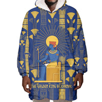 Amun Wearable Blanket Hoodie Ancient Egyptian Hieroglyphic, Pharaoh and Scarab - Wonder Print Shop