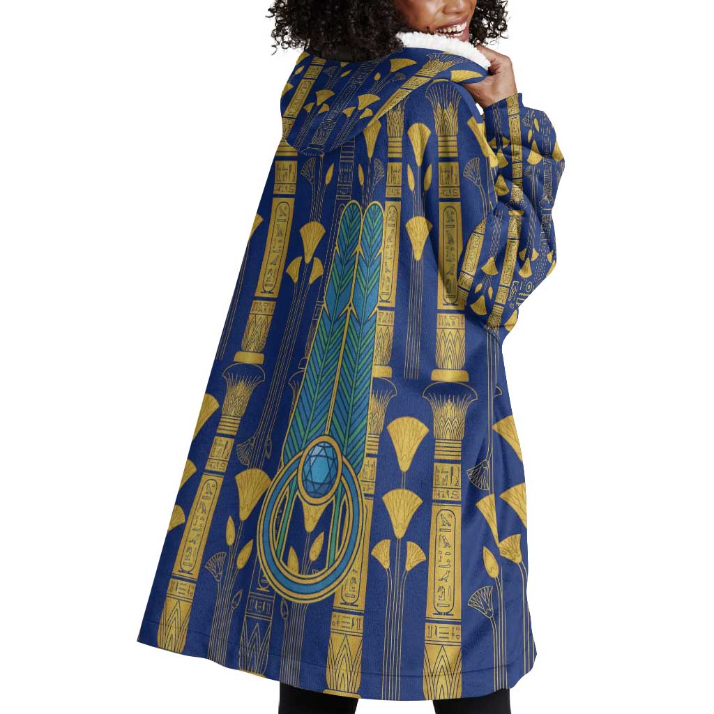 Amun Wearable Blanket Hoodie Ancient Egyptian Hieroglyphic, Pharaoh and Scarab - Wonder Print Shop