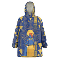 Amun Wearable Blanket Hoodie Ancient Egyptian Hieroglyphic, Pharaoh and Scarab - Wonder Print Shop