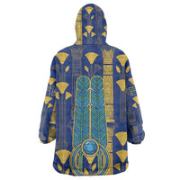 Amun Wearable Blanket Hoodie Ancient Egyptian Hieroglyphic, Pharaoh and Scarab - Wonder Print Shop
