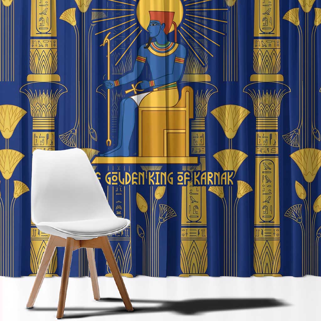 Amun Window Curtain Ancient Egyptian Hieroglyphic, Pharaoh and Scarab - Wonder Print Shop