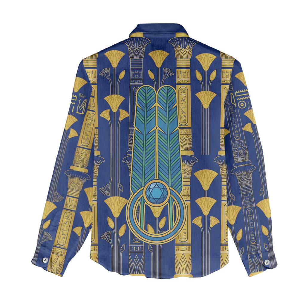 Amun Women Casual Shirt Ancient Egyptian Hieroglyphic, Pharaoh and Scarab - Wonder Print Shop