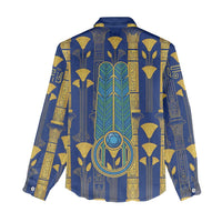 Amun Women Casual Shirt Ancient Egyptian Hieroglyphic, Pharaoh and Scarab - Wonder Print Shop