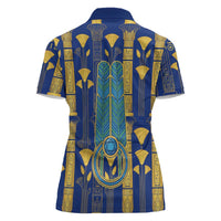 Amun Women Polo Shirt Ancient Egyptian Hieroglyphic, Pharaoh and Scarab - Wonder Print Shop