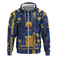 Amun Zip Hoodie Ancient Egyptian Hieroglyphic, Pharaoh and Scarab - Wonder Print Shop