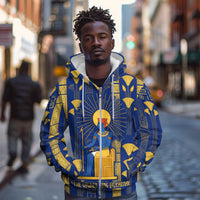 Amun Zip Hoodie Ancient Egyptian Hieroglyphic, Pharaoh and Scarab - Wonder Print Shop