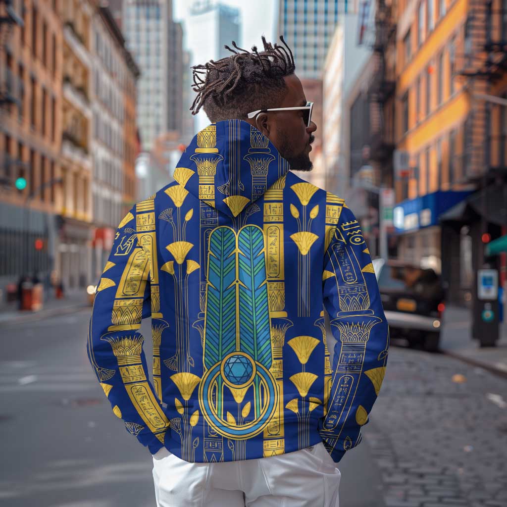 Amun Zip Hoodie Ancient Egyptian Hieroglyphic, Pharaoh and Scarab - Wonder Print Shop