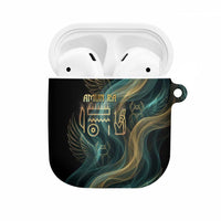 Amun Ancient Egyptian AirPods Case with Mystical Smoke Swirl Pattern, Fiery Ram Head, and Hieroglyphic - Wonder Print Shop