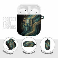Amun Ancient Egyptian AirPods Case with Mystical Smoke Swirl Pattern, Fiery Ram Head, and Hieroglyphic - Wonder Print Shop