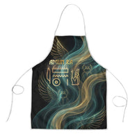 Amun Ancient Egyptian Apron with Mystical Smoke Swirl Pattern, Fiery Ram Head, and Hieroglyphic - Wonder Print Shop