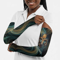 Amun Ancient Egyptian Arm Sleeves with Mystical Smoke Swirl Pattern, Fiery Ram Head, and Hieroglyphic - Wonder Print Shop