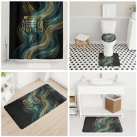 Amun Ancient Egyptian Bathroom Set with Mystical Smoke Swirl Pattern, Fiery Ram Head, and Hieroglyphic - Wonder Print Shop