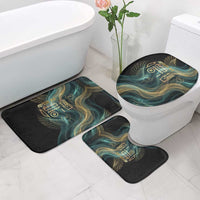 Amun Ancient Egyptian Bathroom Set with Mystical Smoke Swirl Pattern, Fiery Ram Head, and Hieroglyphic - Wonder Print Shop