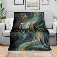 Amun Ancient Egyptian Blanket with Mystical Smoke Swirl Pattern, Fiery Ram Head, and Hieroglyphic - Wonder Print Shop