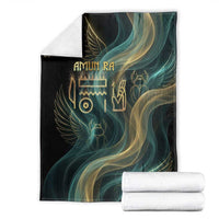 Amun Ancient Egyptian Blanket with Mystical Smoke Swirl Pattern, Fiery Ram Head, and Hieroglyphic - Wonder Print Shop