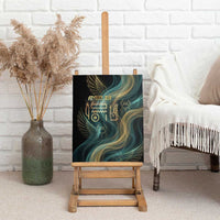 Amun Ancient Egyptian Canvas Wall Art with Mystical Smoke Swirl Pattern, Fiery Ram Head, and Hieroglyphic - Wonder Print Shop