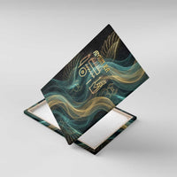 Amun Ancient Egyptian Canvas Wall Art with Mystical Smoke Swirl Pattern, Fiery Ram Head, and Hieroglyphic - Wonder Print Shop