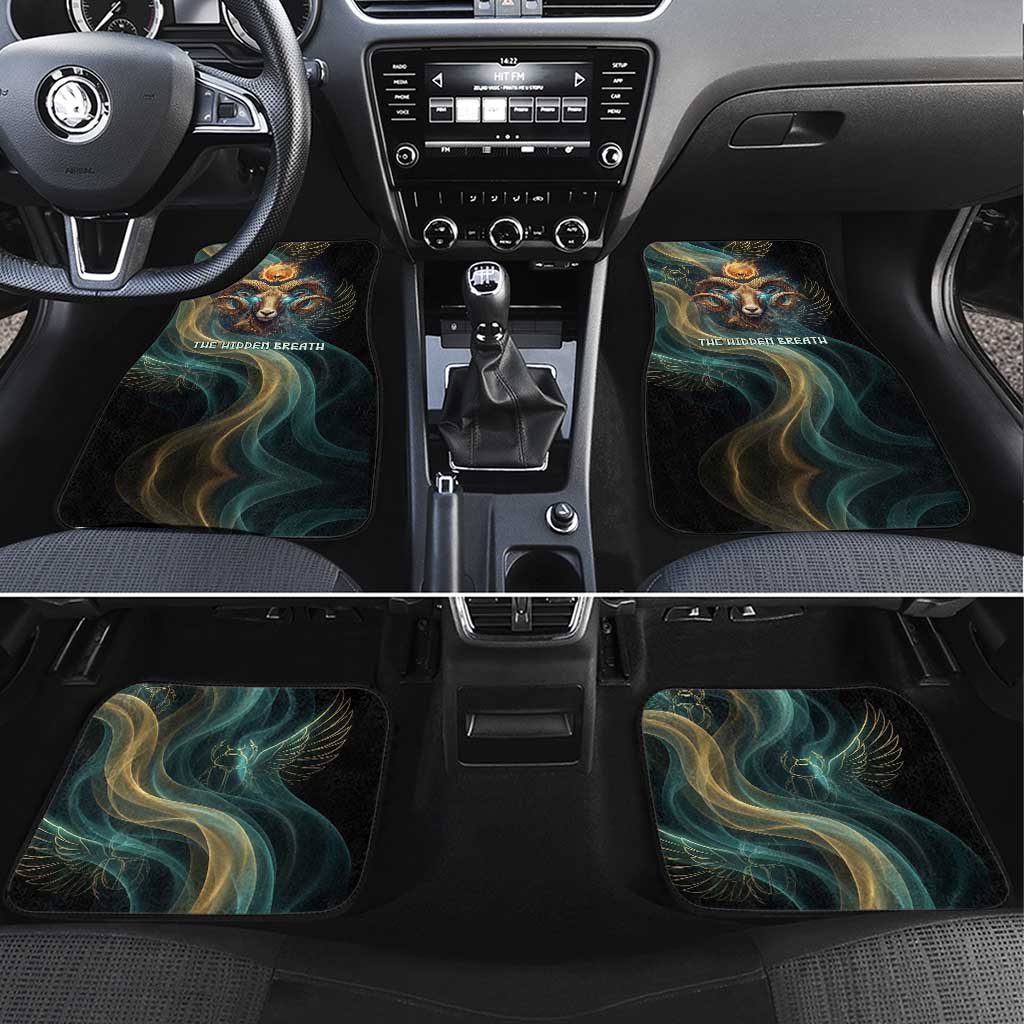 Amun Ancient Egyptian Car Mats with Mystical Smoke Swirl Pattern, Fiery Ram Head, and Hieroglyphic - Wonder Print Shop
