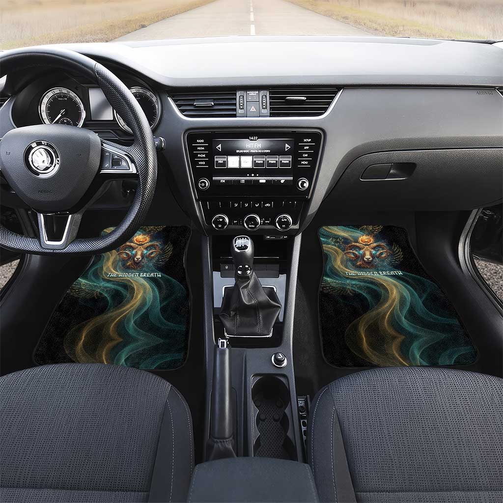 Amun Ancient Egyptian Car Mats with Mystical Smoke Swirl Pattern, Fiery Ram Head, and Hieroglyphic - Wonder Print Shop