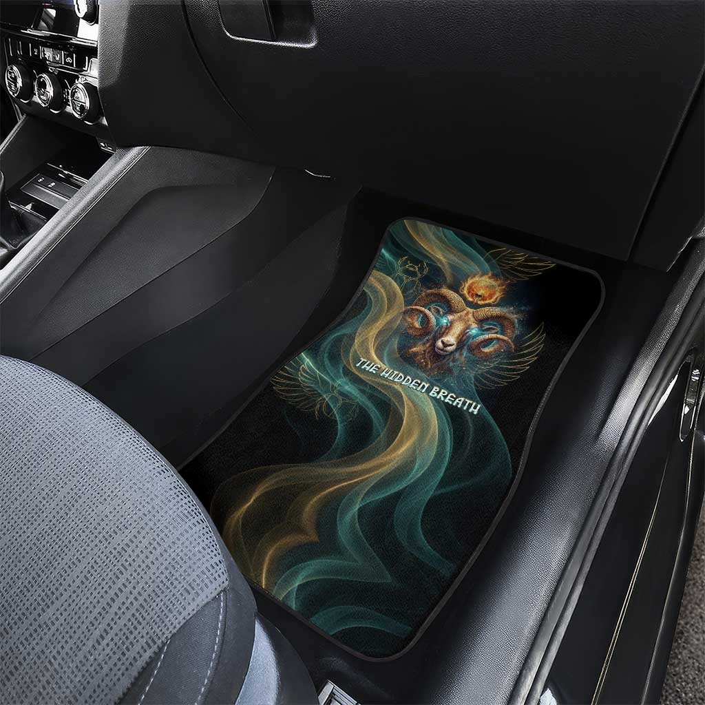 Amun Ancient Egyptian Car Mats with Mystical Smoke Swirl Pattern, Fiery Ram Head, and Hieroglyphic - Wonder Print Shop