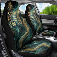 Amun Ancient Egyptian Car Seat Cover with Mystical Smoke Swirl Pattern, Fiery Ram Head, and Hieroglyphic - Wonder Print Shop