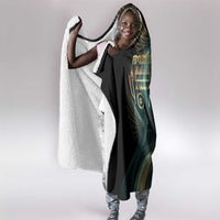 Amun Ancient Egyptian Hooded Blanket with Mystical Smoke Swirl Pattern, Fiery Ram Head, and Hieroglyphic - Wonder Print Shop
